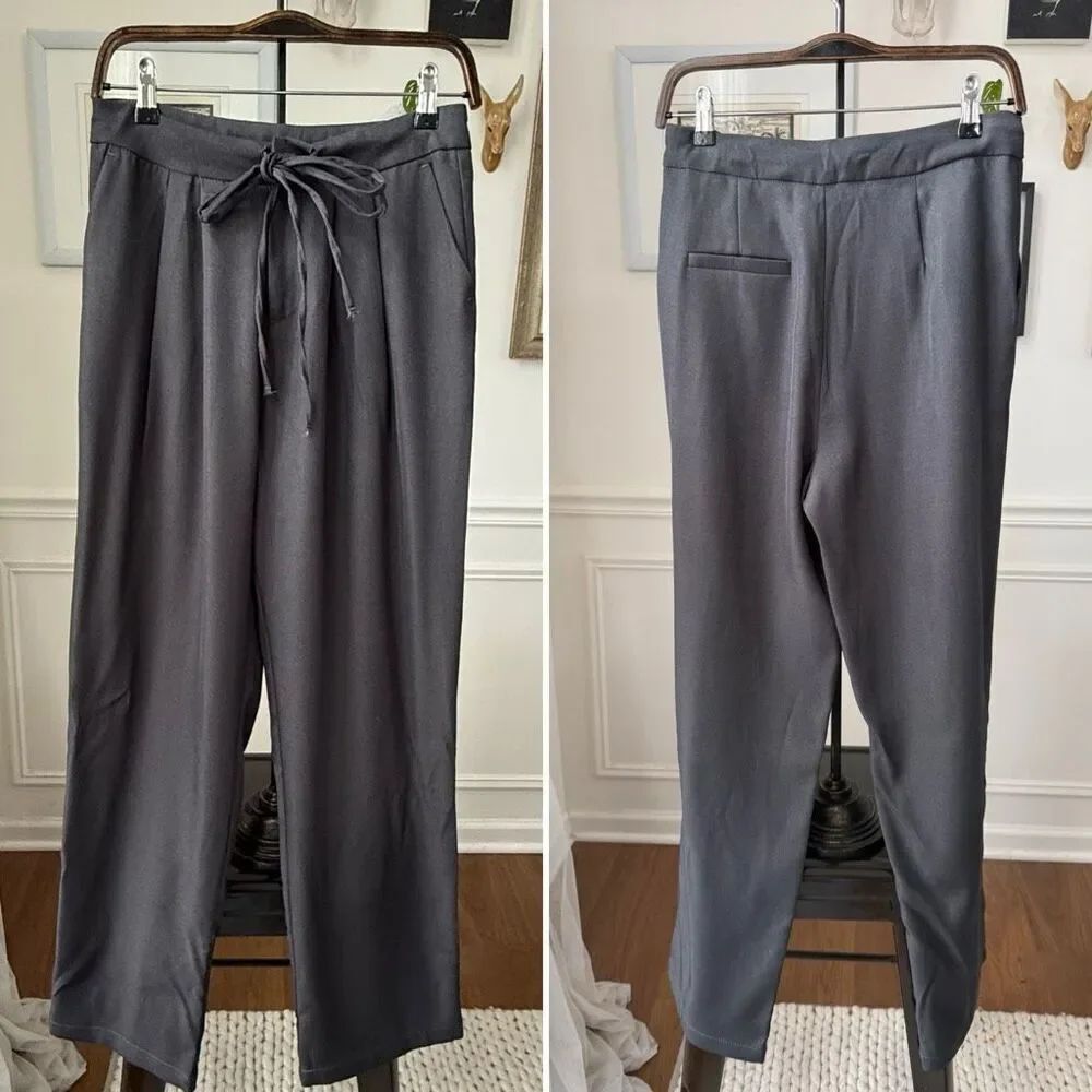 NWT Halara Dark Grey Front Waist Tie Trousers Pants S